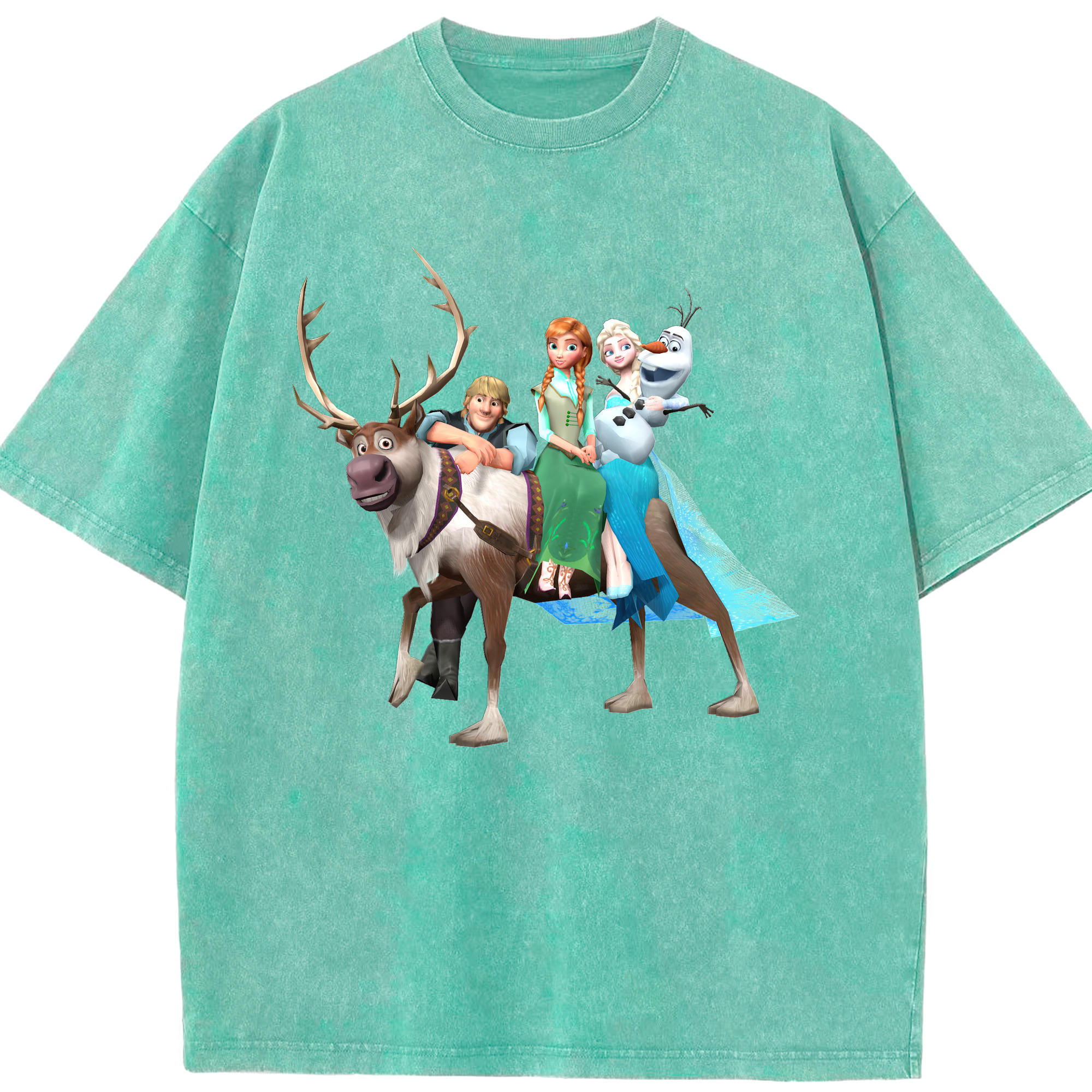 （画像用） アナと雪の女王 アンナ エルサ Frozen Anna Elsa 綿100% ヴィンテージ風 半袖Tシャツ（フロントプリント）